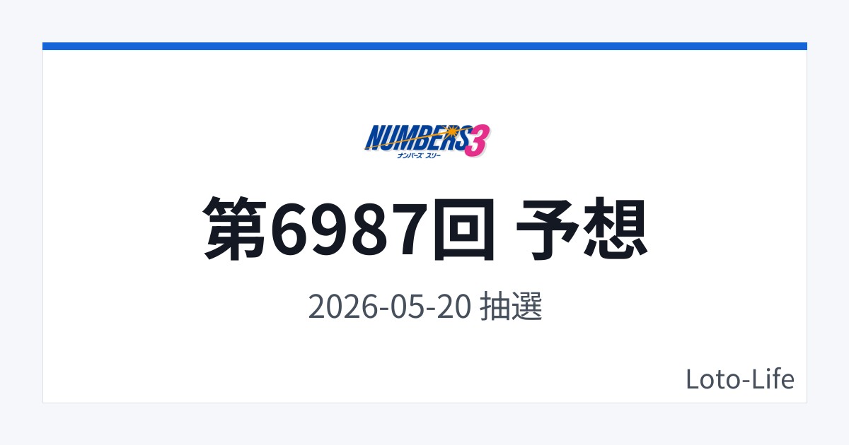 ナンバーズ3 第6987回 予想｜5月20日｜ホット混合抽選